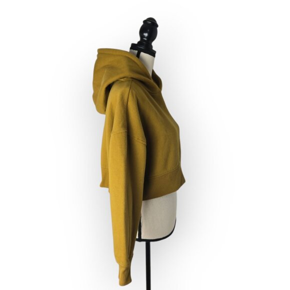 Forever 21 Army Green Brown Cropped Fleece Hoodie Medium - Picture 3 of 8